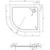 Mexen Flat полукръгъл поддушов къс със сифон, 90 x 80 см, бял, хромиран сифон