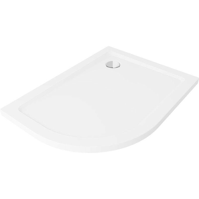 Mexen Flat полукръгълен плосък душ корито, десен, 120 x 80 см, бял, сифон хром