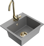 Mexen Milo гранитна мивка с 1 отделение и кухненски смесител Telma, сив - 6505-71-670200-50