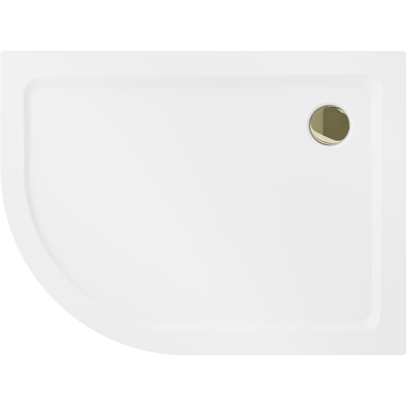 Mexen Flat полукръгъл душов поддънник slim десен 90 x 80 cm, бял, сифон златен