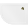 Mexen Flat полукръгъл тънък душ корито десен 120 x 80 см, бял, сифон златен