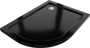 Mexen Flat полукръгъл душ корито slim дясно 100 x 90 см, черен, сифон златен