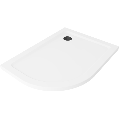 Mexen Flat полукръгъл душов корито slim десен 120 x 80 см, бял, сифон черен