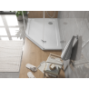 Mexen Flat петостенен плит за душ тип slim - ляв 90 x 80 см, бял, с хром сифон