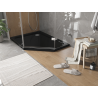 Mexen Flat петостенен тънък ляв поддушник 100 x 90 см, черен, сифон хром - 41P709010L