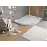 Mexen Flat полукръгълен плосък душ корито, десен, 120 x 80 см, бял, сифон хром