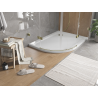 Mexen Flat полукръгъл тънък душ корито десен 120 x 80 см, бял, сифон златен