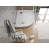 Mexen Flat полукръгъл тънък душ корито десен 120 x 80 см, бял, сифон златен