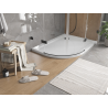 Mexen Flat полукръгъл душов поддон Slim десен 90 x 80 см, бял, черен сифон