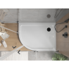 Mexen Flat полукръгъл душ корито Slim, дясно, 100 x 80 см, бял, черен сифон - 41108010P-B