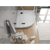 Mexen Flat полукръгъл душов поддон Slim десен 90 x 80 см, бял, черен сифон