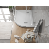 Mexen Flat пдушова тава полуокръгла тънка лява 100 x 80 см, бяла, сифон хром