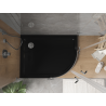 Mexen Flat полукръгъл ултра тънък душ-корито ляво 90 x 80 см, черен, сифон хром