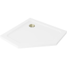 Mexen Flat петстенен тънък душ корито 80 x 80 см, бял, сифон златен - 41P108080-G