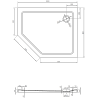 Mexen Flat петстенен плосък душ корито дясно 100 x 80 см, бяло, златен сифон