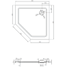 Mexen Flat петоъгълна душ кабина slim 90 x 90 см, бял, златист сифон - 41P109090-G