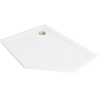 Mexen Flat петоъгълна тава slim лява 100 x 90 см, бяла, сифон златен - 41P109010L-G