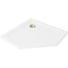 Mexen Flat петоъгълно тънко корито 100 x 100 см, бяло, златен сифон - 41P101010-G