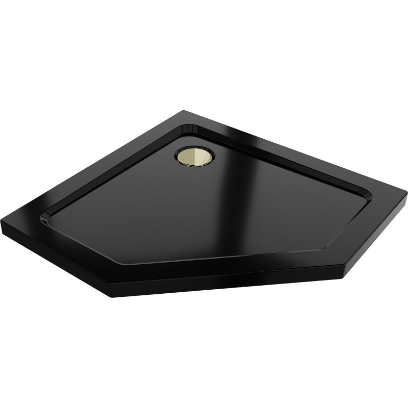 Mexen Flat петостенен ултратънък поддушов корито 90 x 90 см, черен, сифон