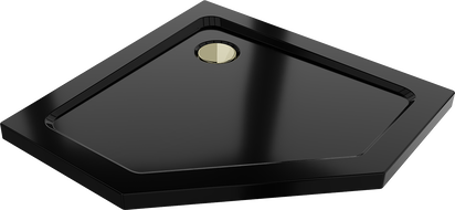 Mexen Flat петостенен ултратънък поддушов корито 90 x 90 см, черен, сифон