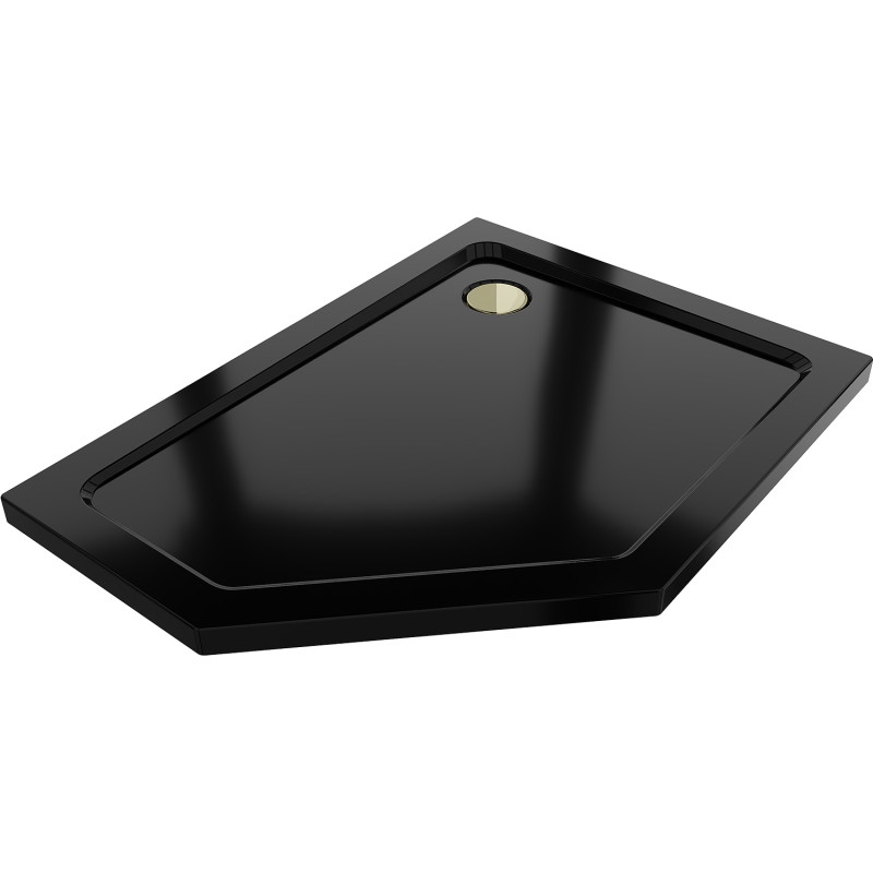 Mexen Flat петостенен душов поддушник slim десен 100 x 90 см, черен, сифон