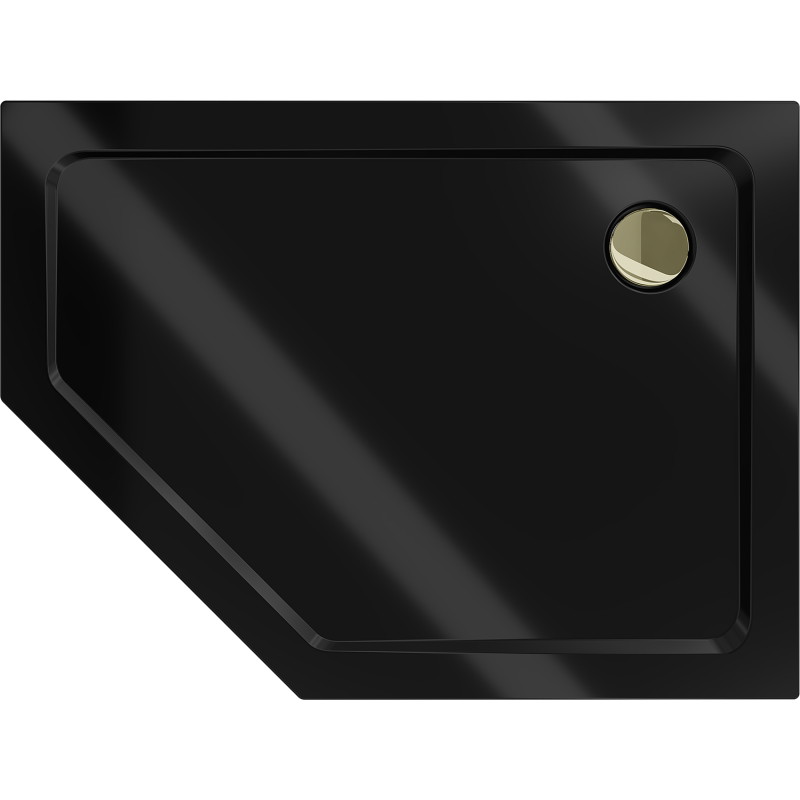 Mexen Flat петостенен душов поддушник slim десен 100 x 90 см, черен, сифон