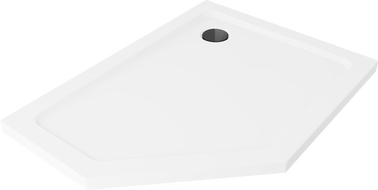 Mexen Flat петостенен тънък поддушов корито, 100 x 80 см, бял, черен сифон