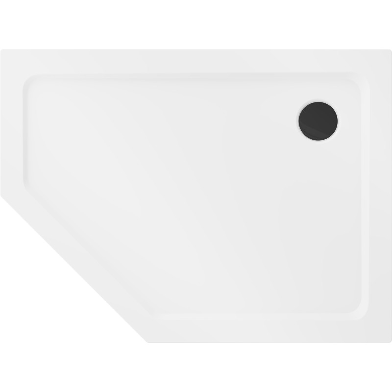 Mexen Flat петостенен тънък поддушов корито, 100 x 80 см, бял, черен сифон