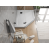 Mexen Flat петостенен тънък поддушов корито, 100 x 80 см, бял, черен сифон