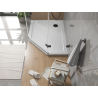 Mexen Flat петостенен, тънък ляв душ под 100 x 90 см, бял, черен сифон - 41P109010L-B