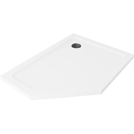 Mexen Flat петстенно тънък десен душ корито 100 x 90 см, бяло, черен сифон