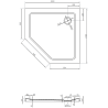 Mexen Flat петостранен душ поднос slim 100 x 100 см, бял, черен сифон - 41P101010-B