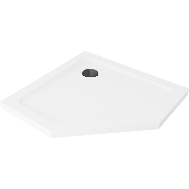 Mexen Flat петостранен душ поднос slim 100 x 100 см, бял, черен сифон - 41P101010-B