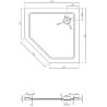 Mexen Flat петостенен тънък поддушово корито 80 x 80 cm, черен, сифон черен