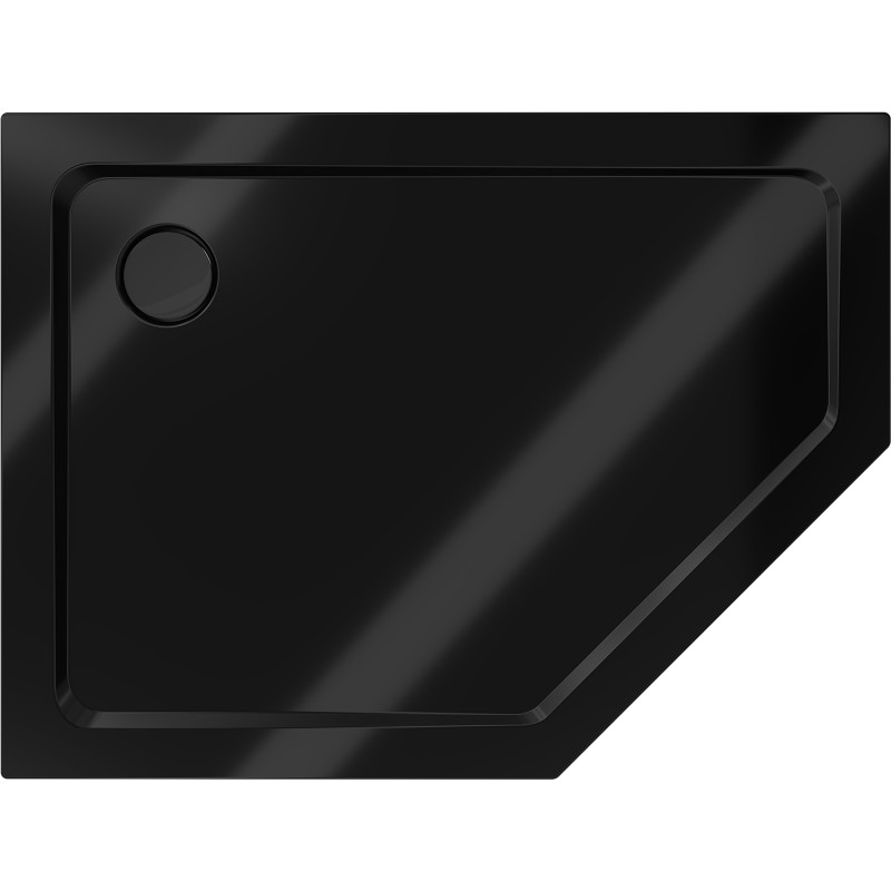 Mexen Flat петостенен плитен душов поднос, черен, сифон черен - 41P708090L-B