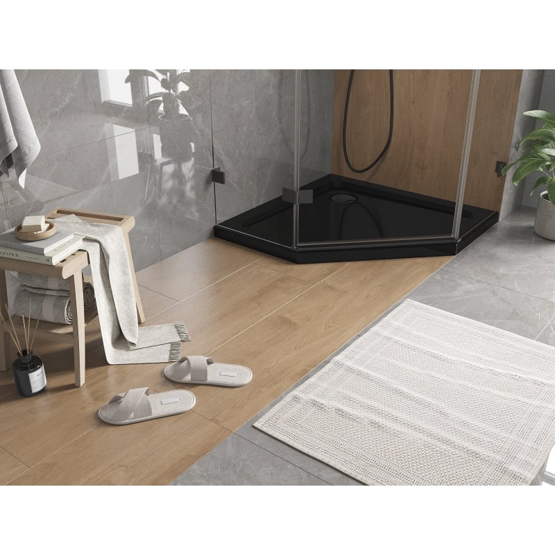 Mexen Flat петоъгълен душов поднос Slim 100 x 100 см, черен, сифон черен - 41P701010-B