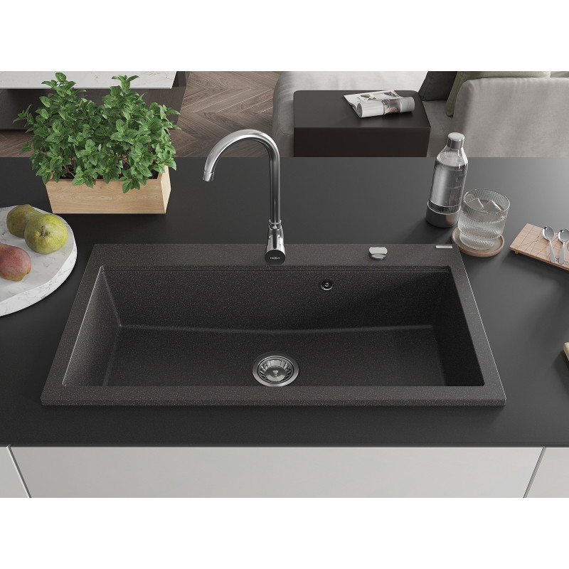 Mexen Slido Гранитна кухненска мивка с 1 корито 900 x 500 mm, черна на точки,