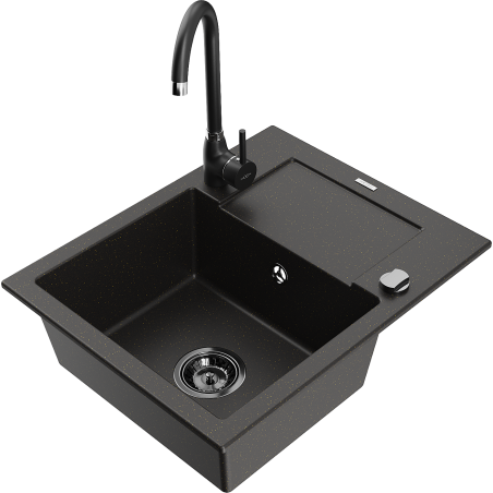 Mexen Enzo гранитна мивка с 1 отделение с отцедник и кухненски смесител Telma,