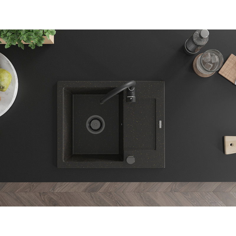 Mexen Enzo гранитна мивка с 1 отделение с отцедник и кухненски смесител Telma,