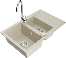 Mexen Gaspar гранитна мивка 1,5-камерна с отцедник и кухненски смесител Telma,