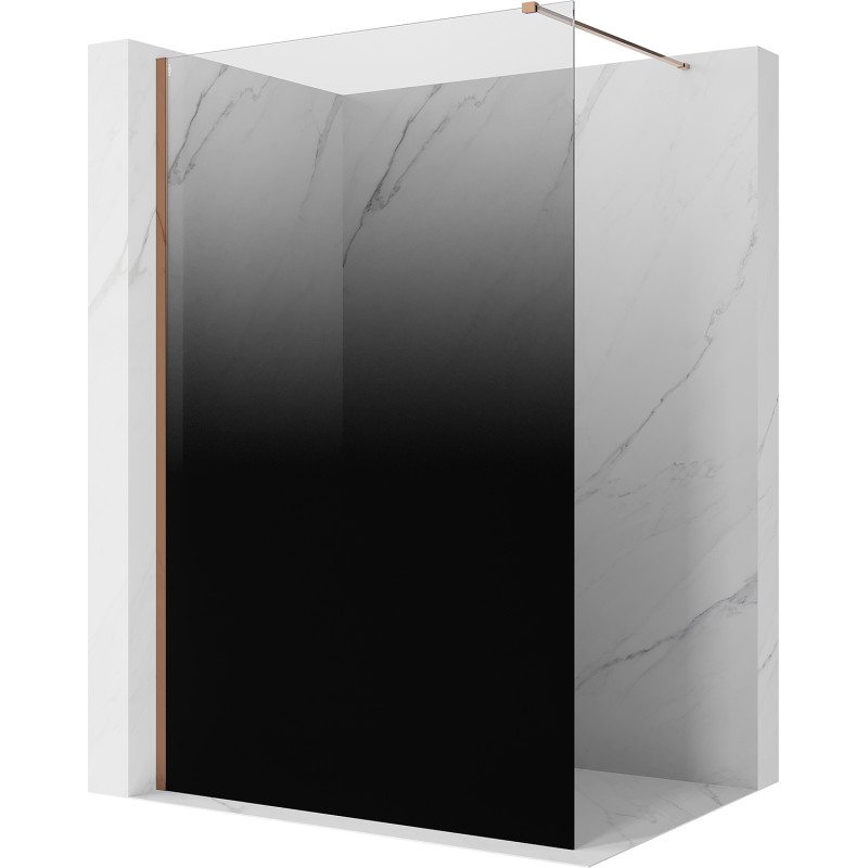 Mexen Kioto душ стена Walk-in 100 x 200 cm, омбре черна 8 mm, розово злато - 800-100-101-60-76