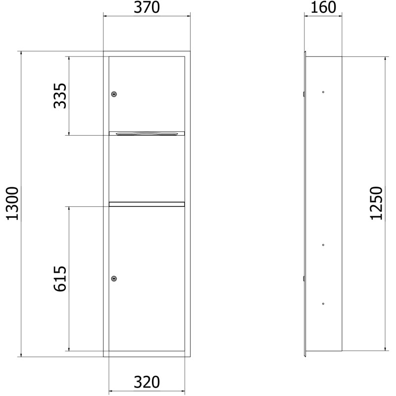 Mexen Linox вграден контейнер за хартиени кърпи с кош, inox - 70K003-01 - 70K002-01