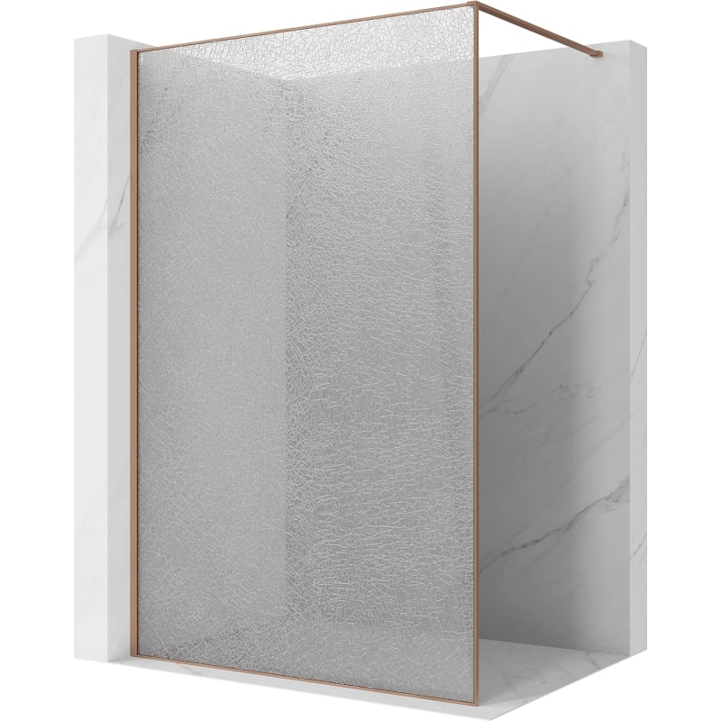 Mexen Kioto душ преграда Walk-in 140 x 200 см, прозрачен crackle 12 мм, матиран мед