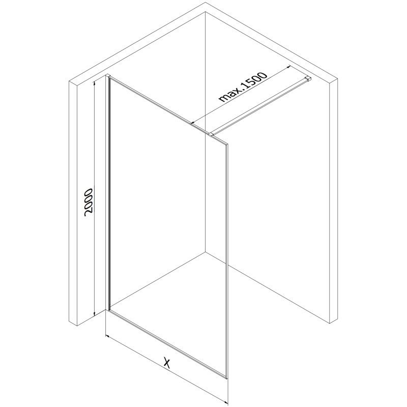 Mexen Kioto Душ параван Walk-in 130 x 200 см, кракел графит 12 мм, хром - 800-130-101-01-44-X