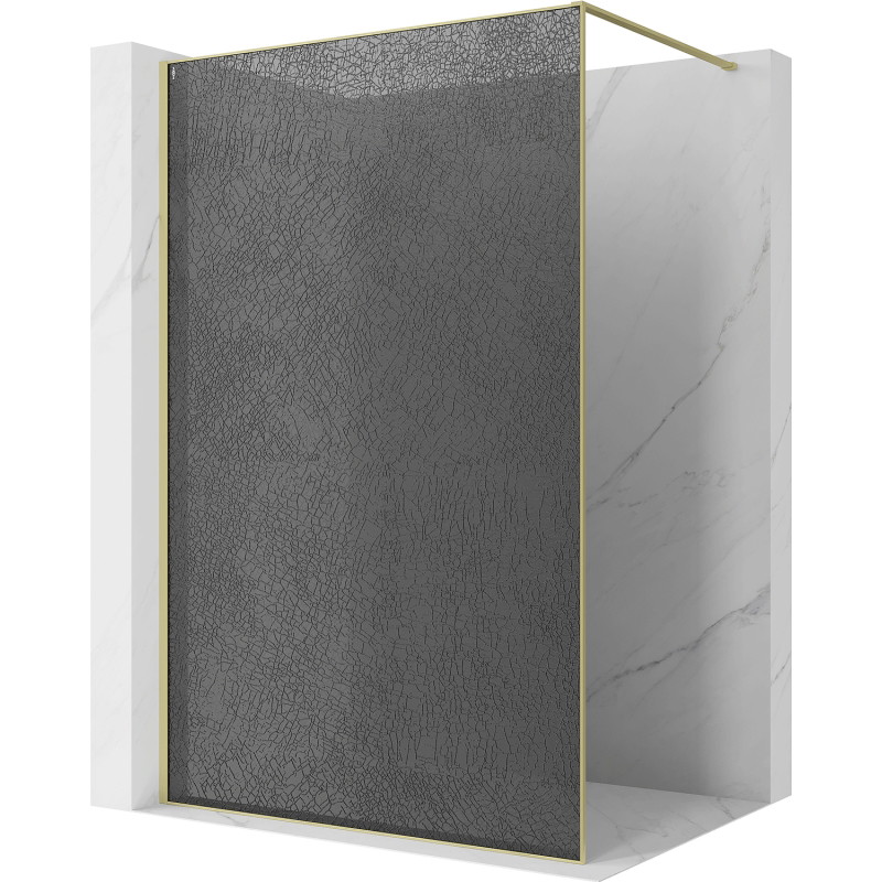 Mexen Kioto душ параван Walk-in 120 x 200 см, crackle графит 12 мм, злато четкано