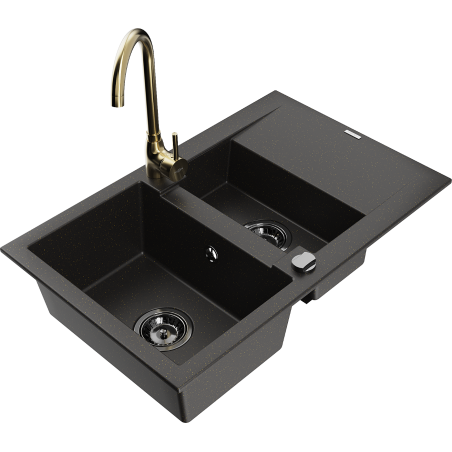 Mexen Gaspar гранитна мивка с 1,5 отделения с отцедник и кухненски смесител