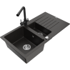Mexen Matias гранитна мивка с 1,5 камери с отцедник и кухненски смесител Duero,