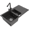 Mexen Matias гранитна мивка с 1,5 камери със сушилня и кухненски смесител Duero,