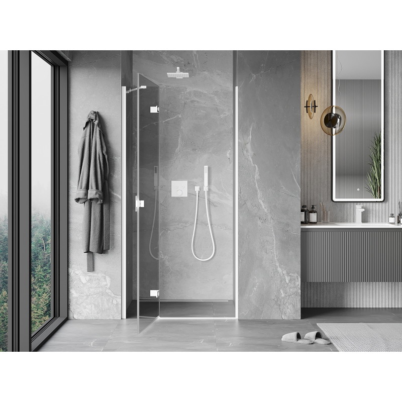 Mexen Mist-H лява отваряема душ врата 105 см, прозрачна, бяла - 8A5-105-000-20-00-L