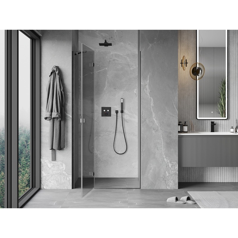 Mexen Mist-H леви врати за душ 120 см, прозрачни, четкани в цвят сиво оръжие